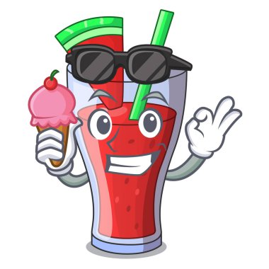 Dondurma sağlıklı karpuz suyu ile tablo karikatür