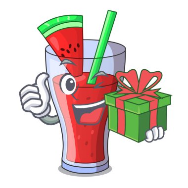 Hediye karpuz suyu ile karpuz meyve karikatür ile