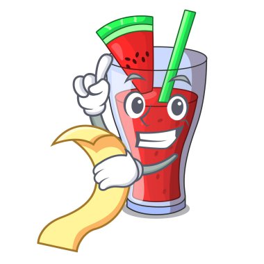 Menü karpuz suyu ile karpuz meyve karikatür ile