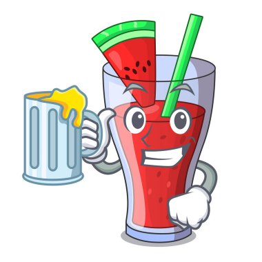 Suyu karpuz suyu ile karpuz meyve karikatür ile