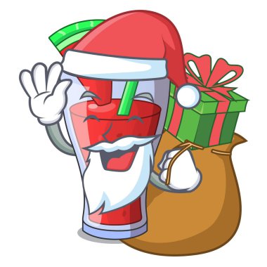 Noel Baba hediye taze karpuz suyu maskotu izole