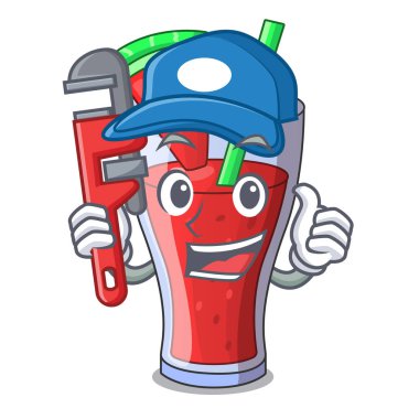 Tesisatçı taze karpuz suyu maskotu izole