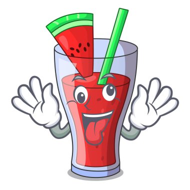 Maskot izole deli taze karpuz suyu