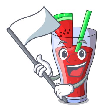 Maskot izole bayrak taze karpuz suyu ile