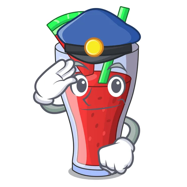Caráter policial bebida saborosa suco de melancia de frutas —  Vetores de Stock