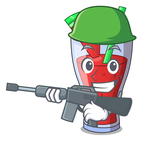 Personagem do exército saboroso suco de melancia de frutas de bebida — Vetor de Stock