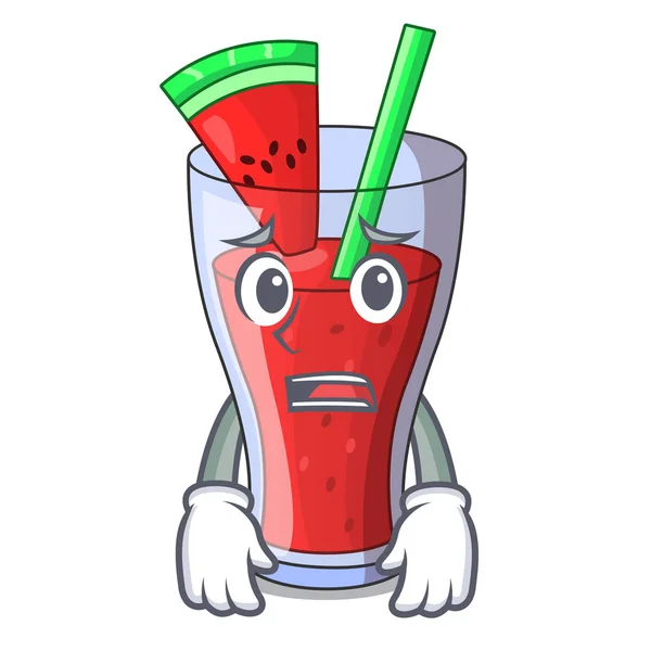 Afraid watermelon juice with watermelon fruit cartoon — Stock Vector