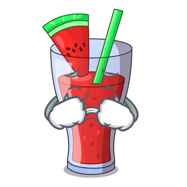 Weinender Wassermelonensaft mit Wassermelonenfrucht Karikatur — Stockvektor