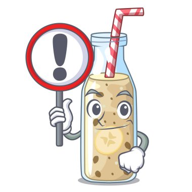 Bir çizgi film tablo ile işaret muz smoothie