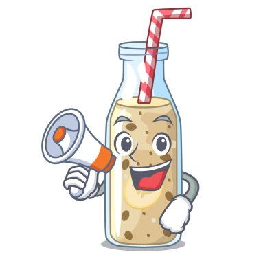 Bir çizgi film tablo ile megafon muz smoothie