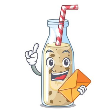 Zarf ev yapımı lezzetli muz smoothie ile karikatür