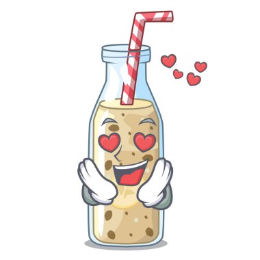 Çizgi film cam içinde aşk sağlıklı muz smoothie