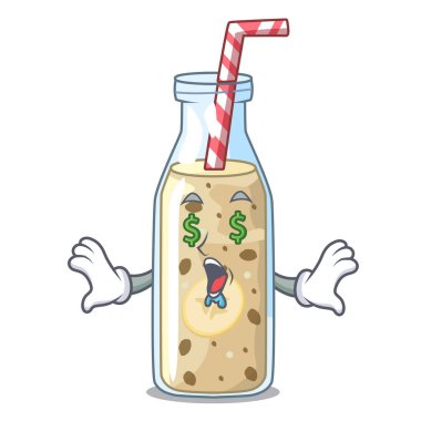 Maskot izole para göz tatlı muz smoothie