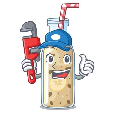 Tesisatçı tatlı muz smoothie maskotu izole