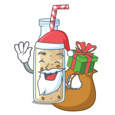 Noel Baba hediye tatlı muz smoothie maskotu izole ile
