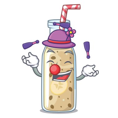 Tatlı muz smoothie maskotu izole hokkabazlık