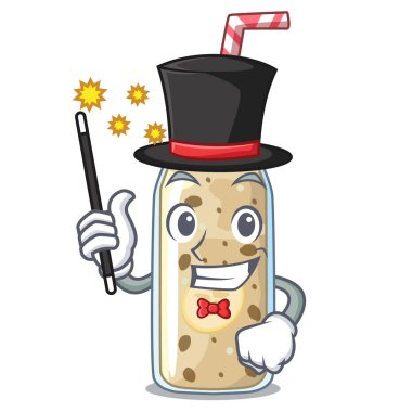 Sihirbaz tatlı muz smoothie maskotu izole