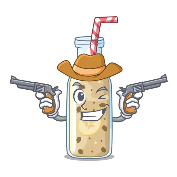 Cowboy-Bananen-Smoothie auf einem Zeichentricktisch — Stockvektor