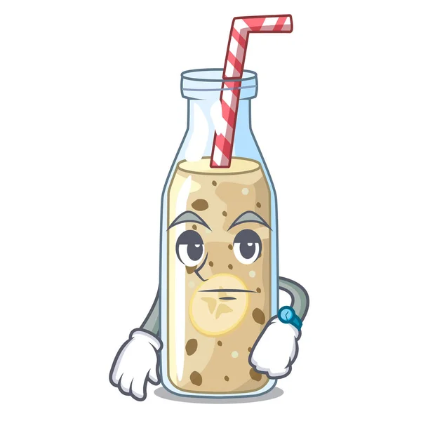 Waiting sweet banana smoothie isolated on mascot — Stock Vector