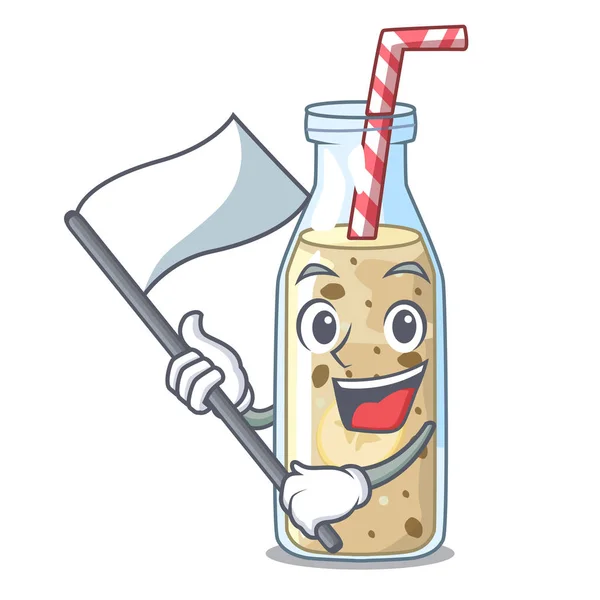 Z flagą słodki banana smoothie na białym tle na maskotka — Wektor stockowy