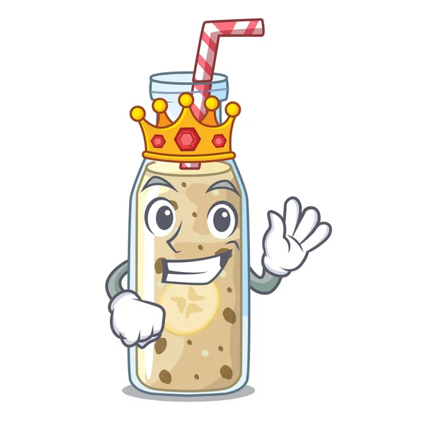 Batido de banana doce rei isolado em mascote — Vetor de Stock