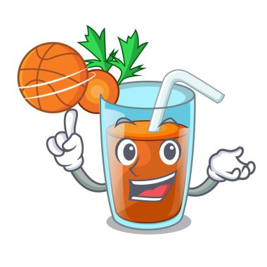 Basketbol karakter sağlıklı havuç ile güler yüzlü diyet için