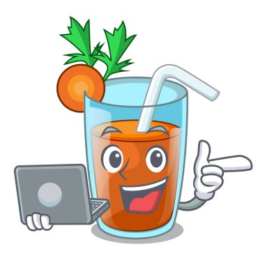 Dizüstü karakter sağlıklı havuç ile güler yüzlü diyet için