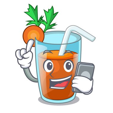 Telefon karakter sağlıklı havuç ile güler yüzlü diyet için