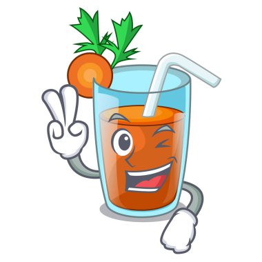 İki parmak ev yapımı havuç yüzlü çizgi film cam