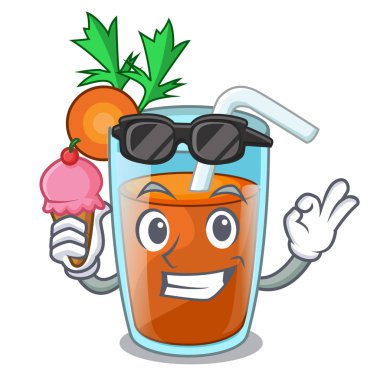 Dondurma ev yapımı havuç ile güler yüzlü çizgi film cam