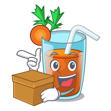 Kutu ev yapımı havuç ile güler yüzlü çizgi film cam