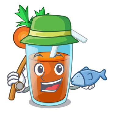 Çizgi film tablo taze yüzlü havuç balık tutma