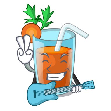 Çizgi film tablo ile gitar taze yüzlü havuç