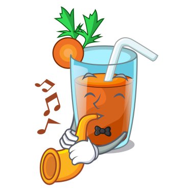 Çizgi film tablo vektör çizim ile trompet taze yüzlü havuç