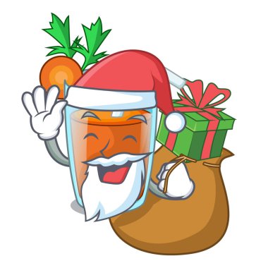 Santa maskotu izole hediye tatlı havuç suyu ile