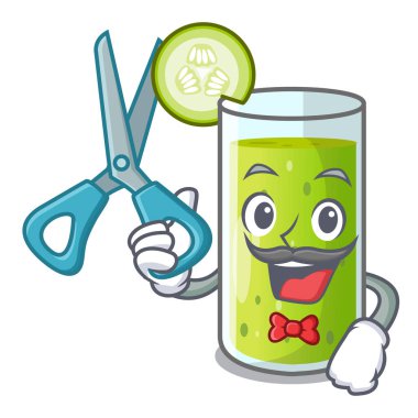 Karakter yeşil salatalık taze meyve suyu berber