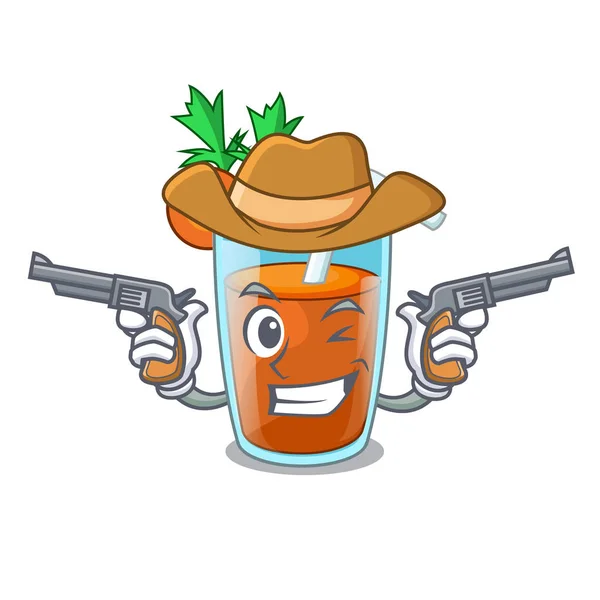 Personagem de cowboy smoothie de cenoura saudável para dieta —  Vetores de Stock