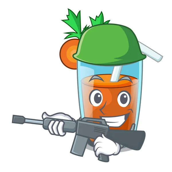 Army character healthy carrot smoothie for diet — Stock Vector