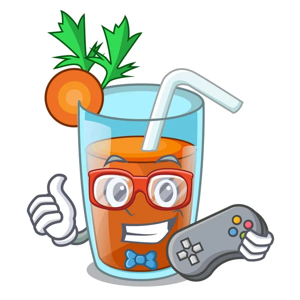 Gamer frische Smoothie-Karotte im Cartoon-Tisch — Stockvektor