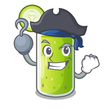 Korsan karakter taze meyve suyu yeşil salatalık