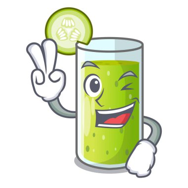 İki parmak salatalık suyu bir çizgi film cam