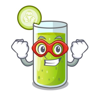 Süper kahraman salatalık suyu bir çizgi film cam