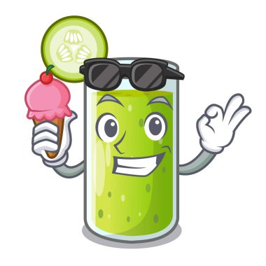 Dondurma salatalık suyu ile bir çizgi film cam