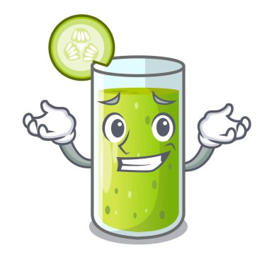 Sırıtan salatalık suyu bir çizgi film cam