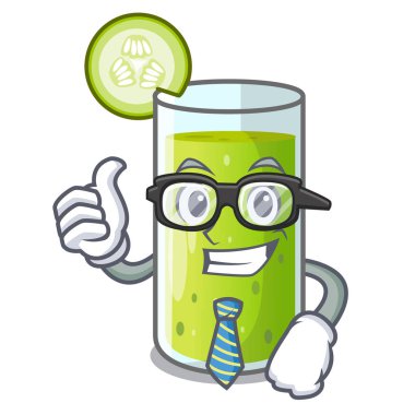 İşadamı salatalık suyu bir çizgi film cam