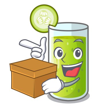 Kutusu salatalık suyu ile bir çizgi film cam