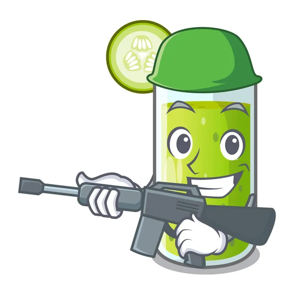 Personagem do exército suco fresco de pepino verde — Vetor de Stock