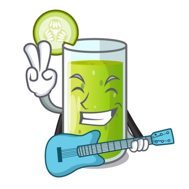 Gitar lezzetli salatalık suyu ile tablo karikatür