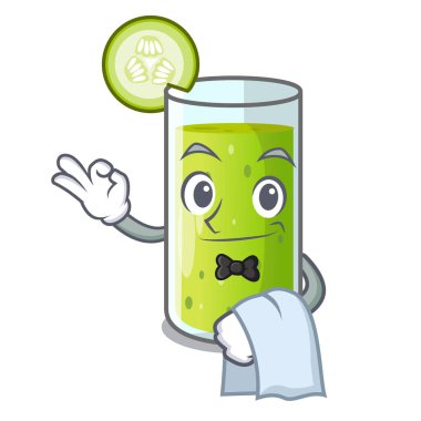 Garson lezzetli salatalık suyu tablo karikatür