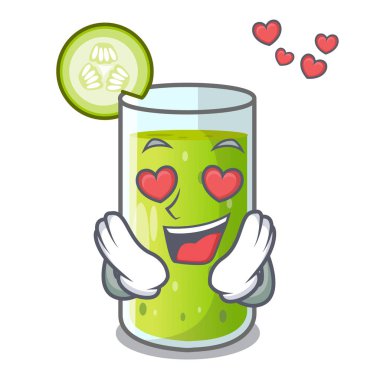 Aşk lezzetli salatalık suyu içinde tablo karikatür